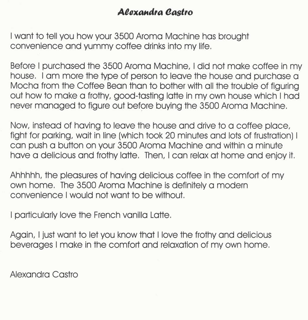 Testimonial from home owner in California on our coffee delivery services.